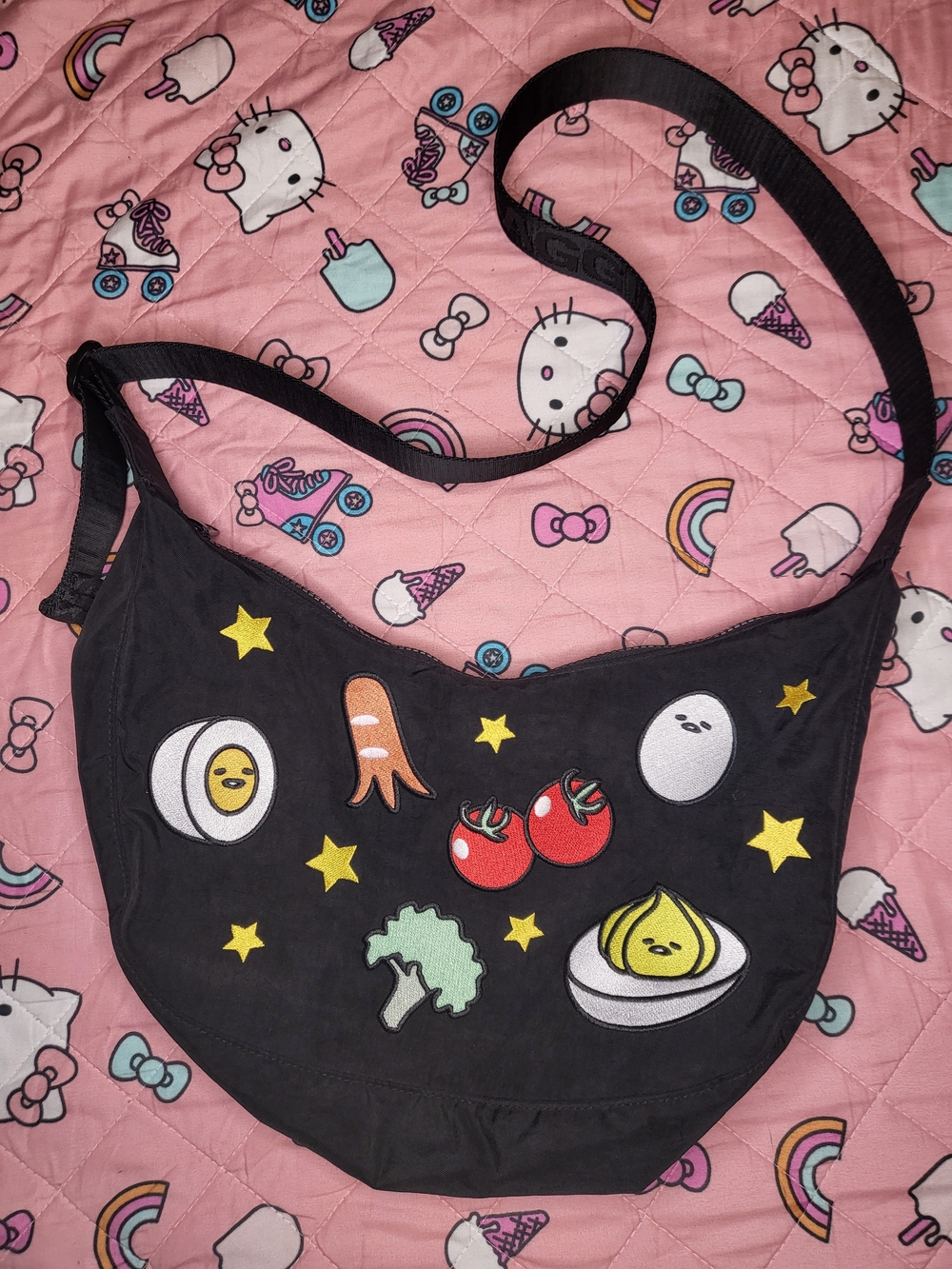 Sanrio Gudetama Baggu Black Crossbody Bag Purse lazy egg